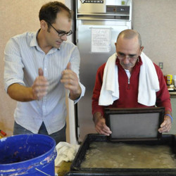 Pulling sheets at Sitrin Health Care Center